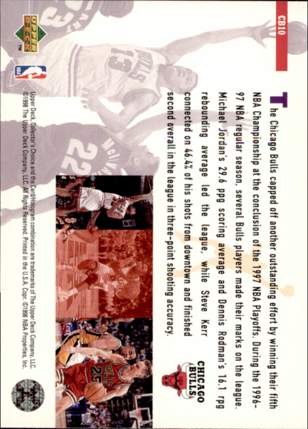 1997-98 Bulls Upper Deck #CB10 Michael Jordan/Scottie Pippen/Toni Kukoc/Dennis Rodman/Ron Harper back image