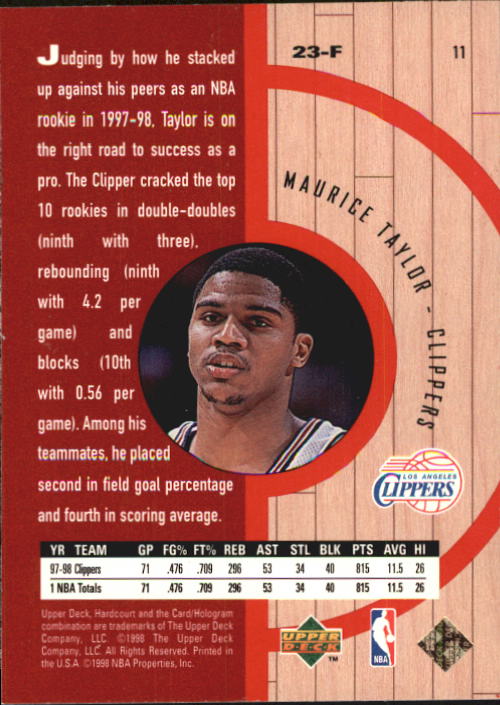 1998 Upper Deck Hardcourt #11 Maurice Taylor back image