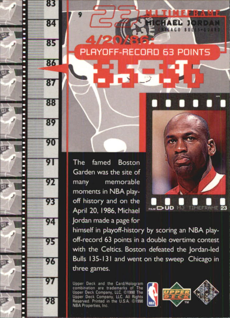 1998 Upper Deck Michael Jordan Living Legend 9 Michael Jordan TF 1986