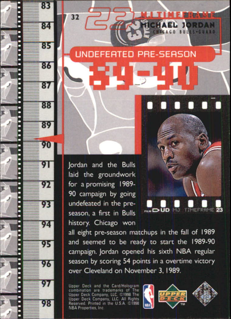 1998 Upper Deck Michael Jordan Living Legend #32 Michael Jordan TF 1989 ...