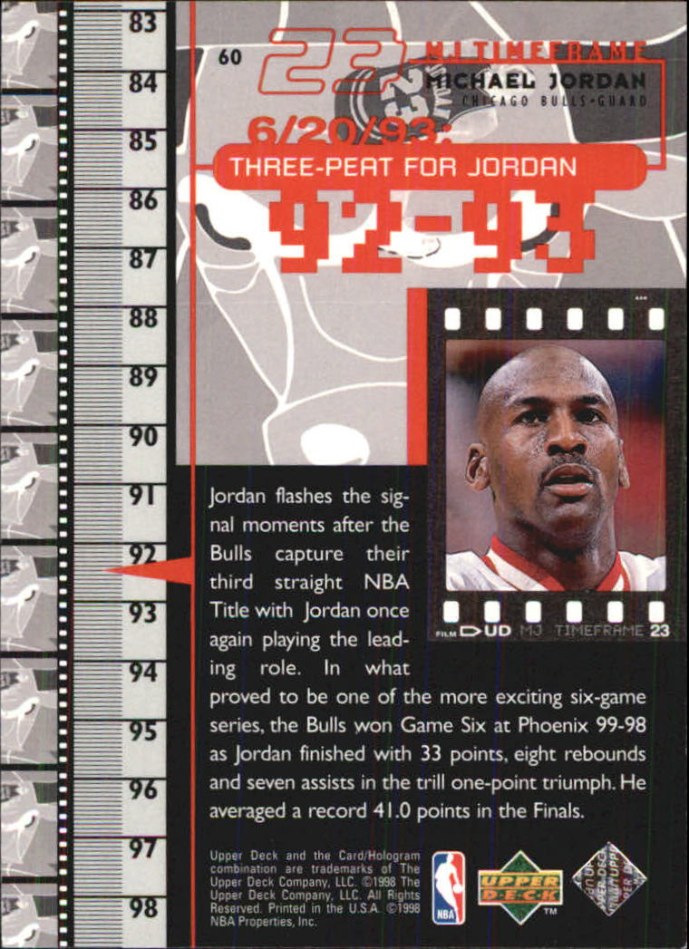 1998 Upper Deck Michael Jordan Living Legend #60 Michael Jordan TF 1992 ...