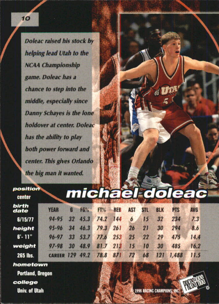 1998 Press Pass Double Threat #10 Michael Doleac back image