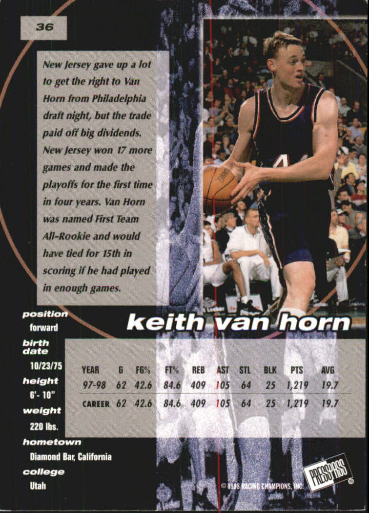1998 Press Pass Double Threat #36 Keith Van Horn back image