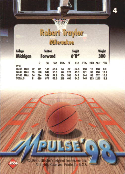 1998 Collector's Edge Impulse #4 Robert Traylor back image