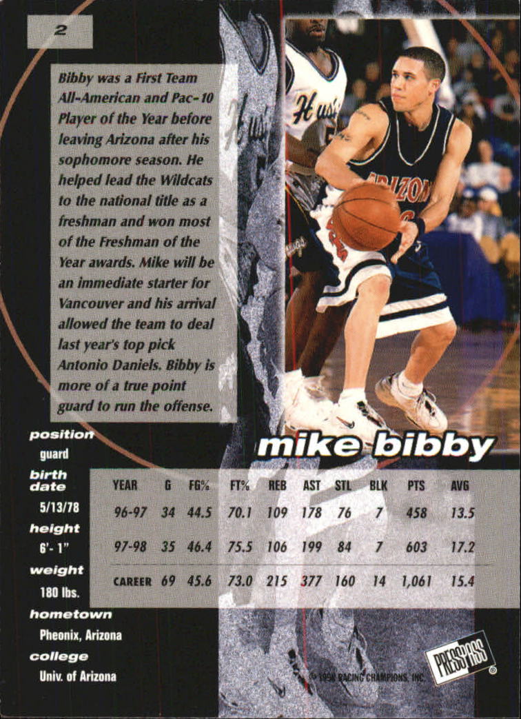 1998 Press Pass Double Threat Torquers #2 Mike Bibby back image