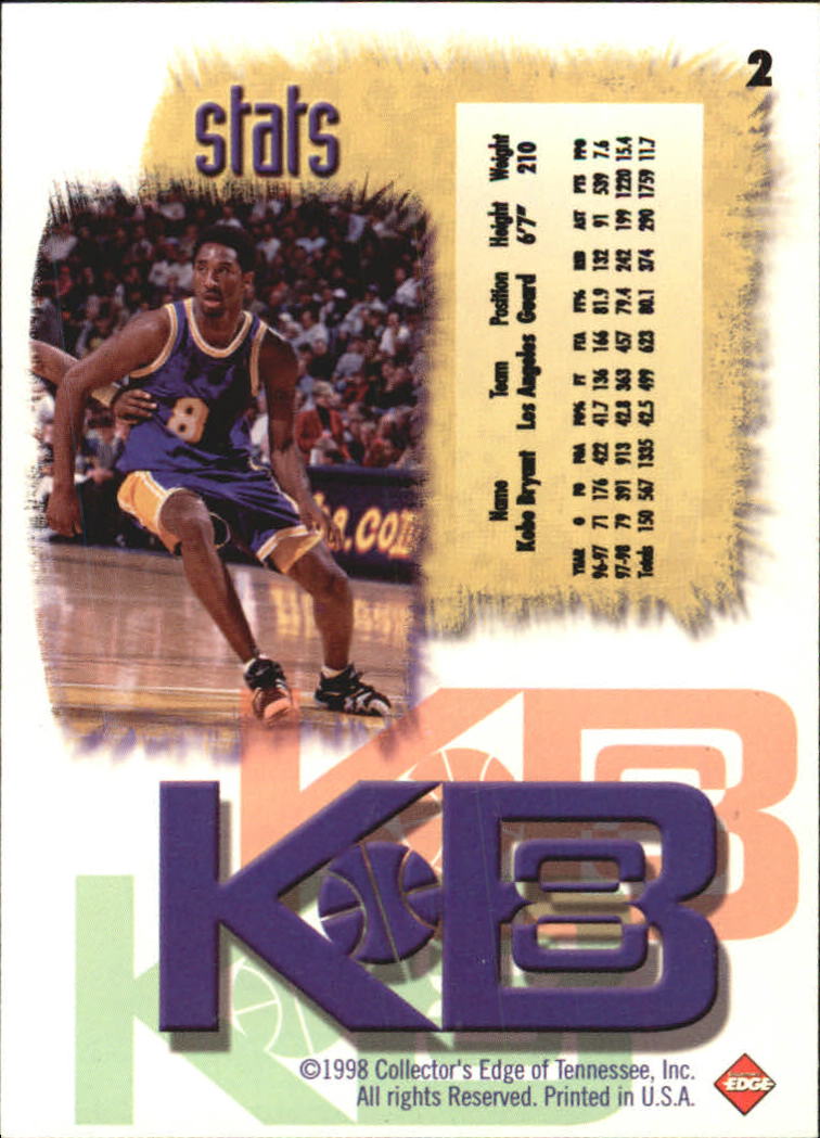 1998 Collector's Edge Impulse KB8 Holofoil #2 Kobe Bryant back image