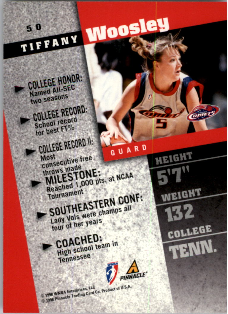 1998 Pinnacle WNBA #50 Tiffany Woosley back image