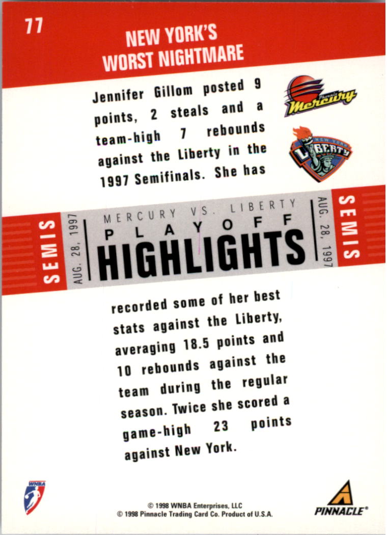 B0905- 1998 Pinnacle WNBA Bk Card #s 1-85 +Rookies -You Pick- 15+ FREE US SHIP - Picture 119 of 133
