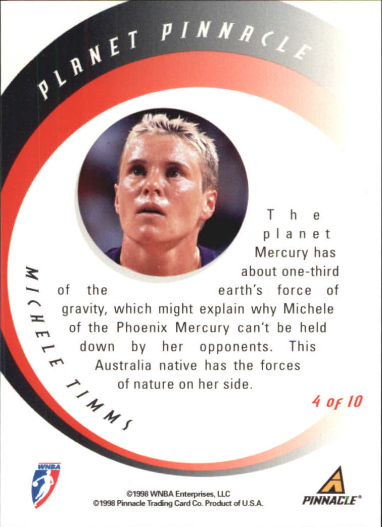1998 Pinnacle WNBA Planet Pinnacle #4 Michele Timms back image