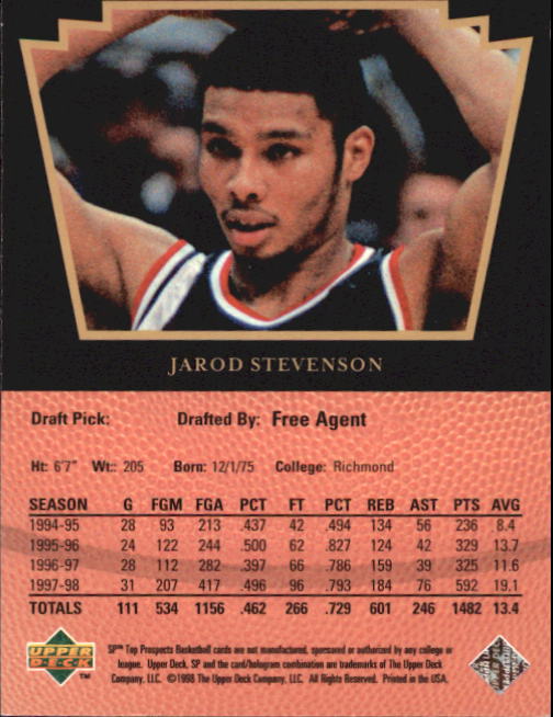 1998 SP Top Prospects #35 Jarod Stevenson back image