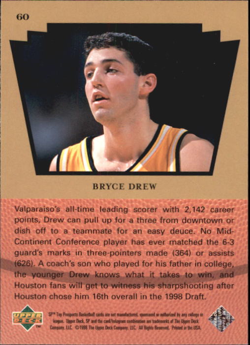 1998 SP Top Prospects #60 Bryce Drew TP back image