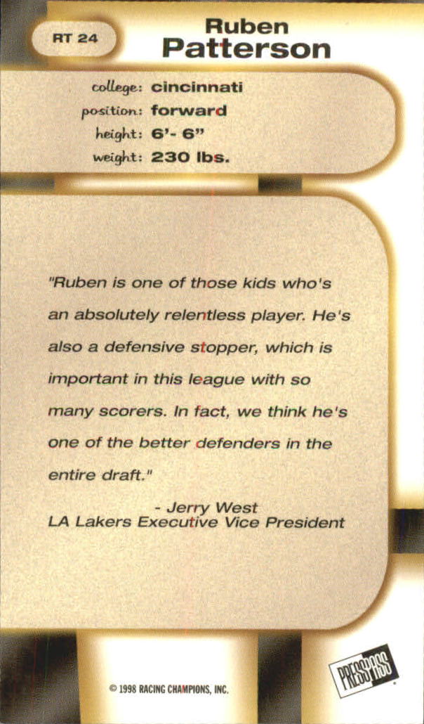 1998 Press Pass Double Threat Retros #R24 Ruben Patterson back image