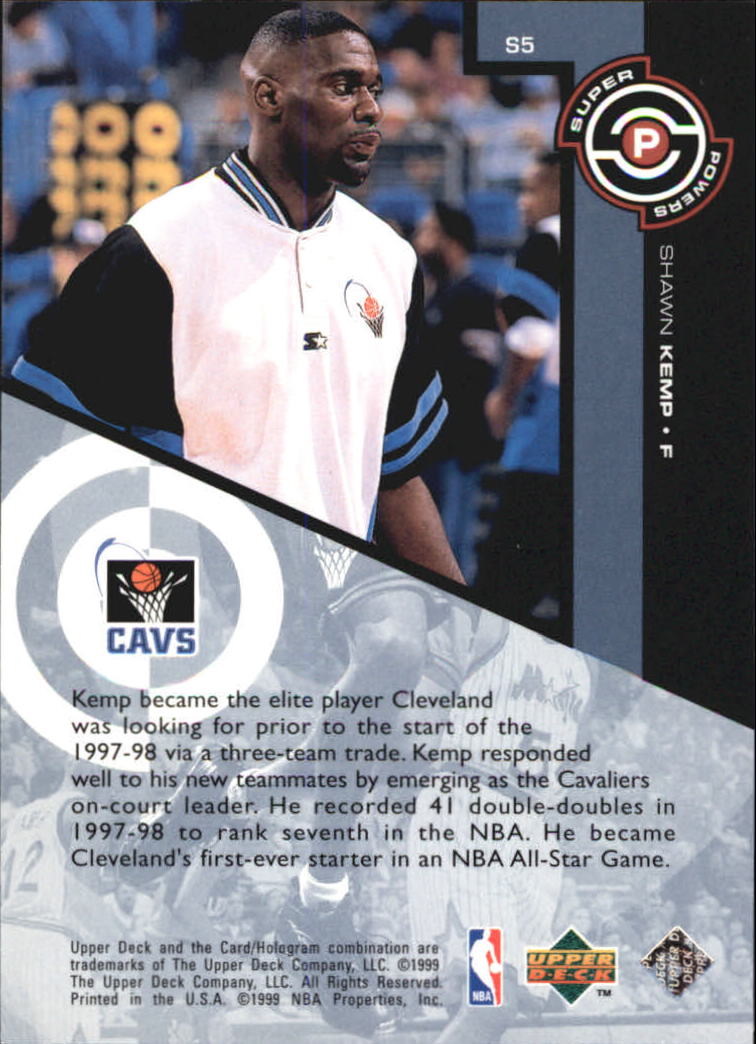 1998-99 Upper Deck Super Powers #S5 Shawn Kemp back image