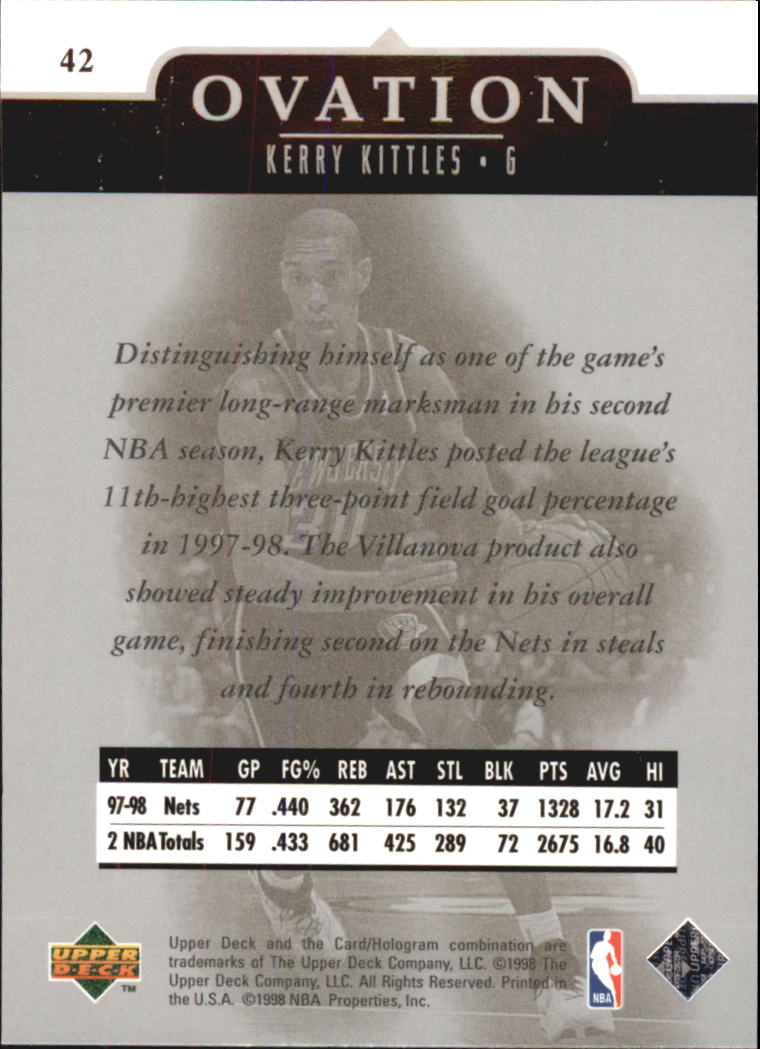 1998-99 Upper Deck Ovation #42 Kerry Kittles back image