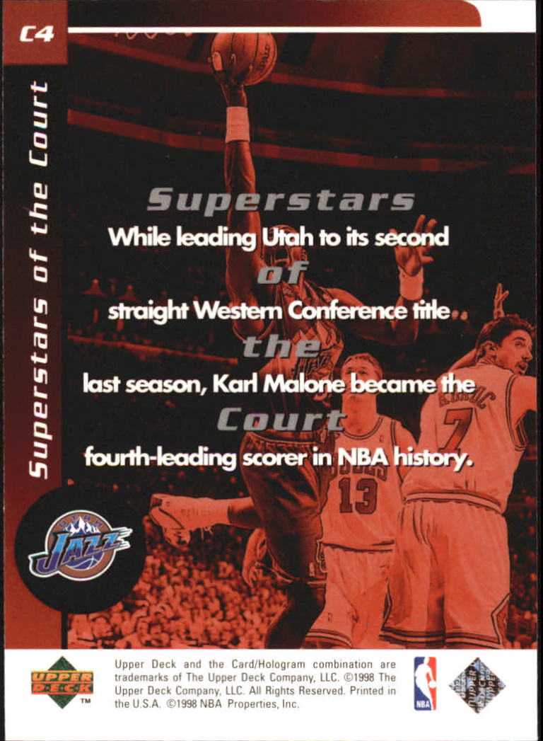 1998-99 Upper Deck Ovation Superstars of the Court #C4 Karl Malone back image