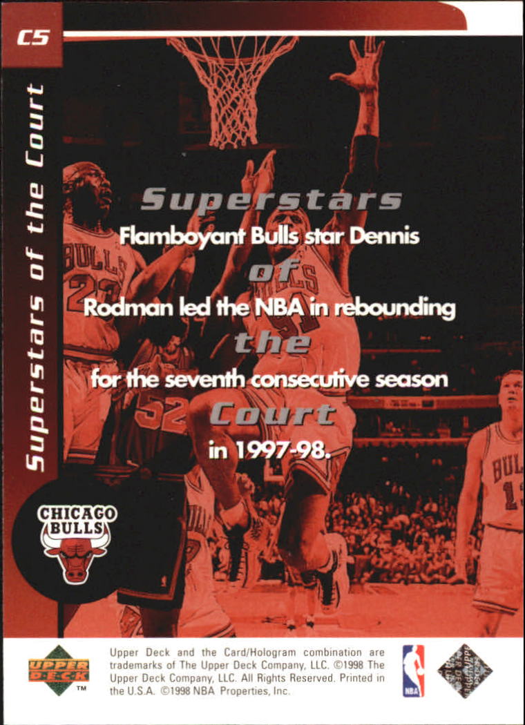 1998-99 Upper Deck Ovation Superstars of the Court #C5 Dennis Rodman back image