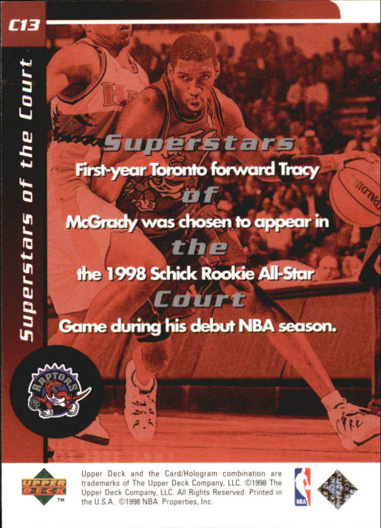 1998-99 Upper Deck Ovation Superstars of the Court #C13 Tracy McGrady back image