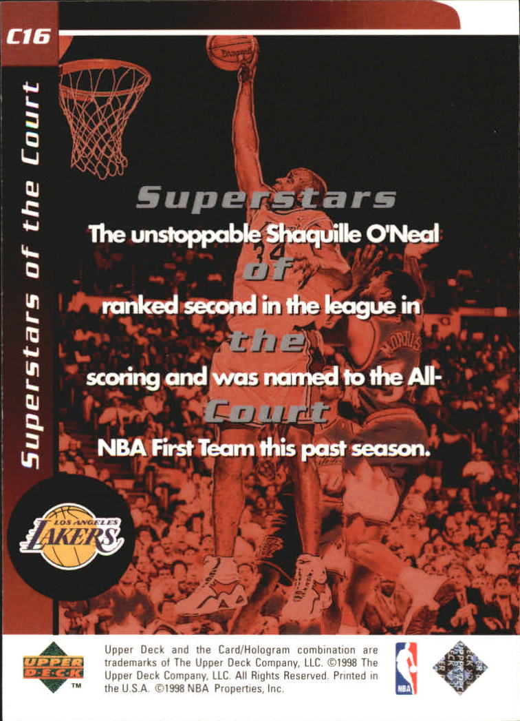 1998-99 Upper Deck Ovation Superstars of the Court #C16 Shaquille O'Neal back image