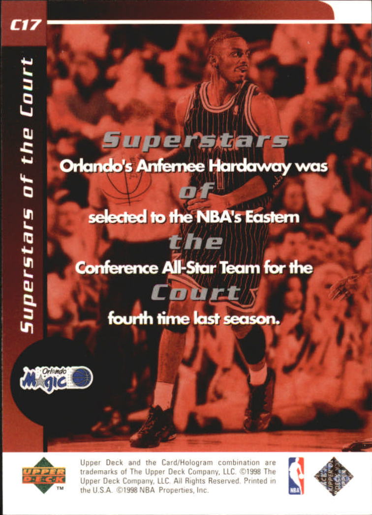 1998-99 Upper Deck Ovation Superstars of the Court #C17 Anfernee Hardaway back image