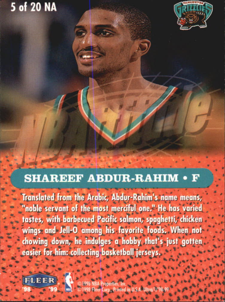 1998-99 Ultra NBAttitude #5 Shareef Abdur-Rahim back image