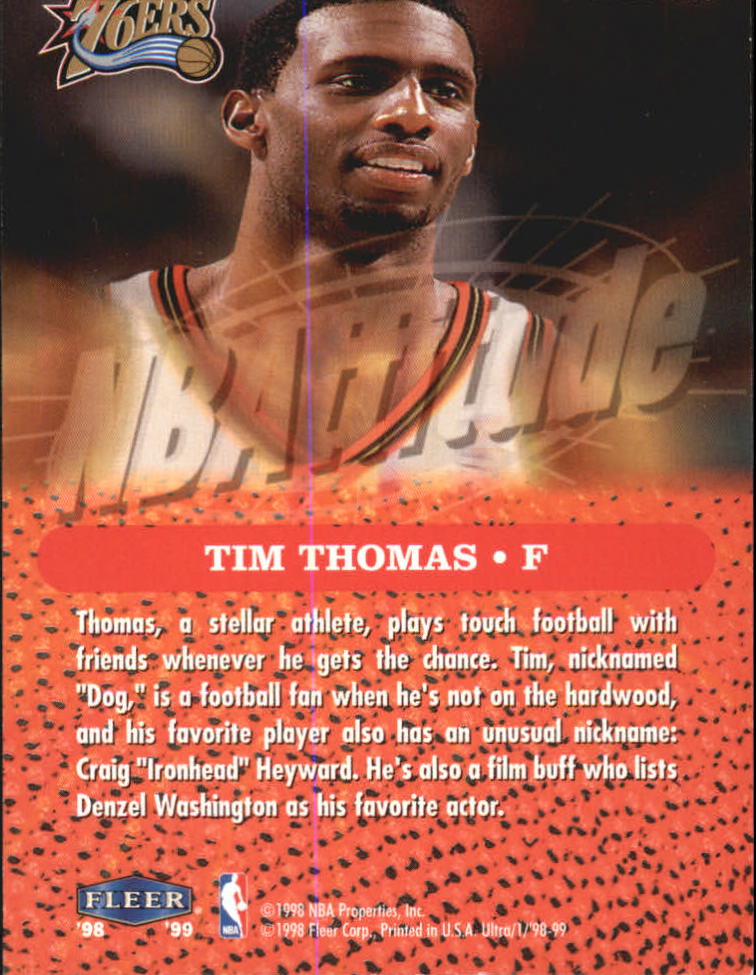 1998-99 Ultra NBAttitude #8 Tim Thomas back image