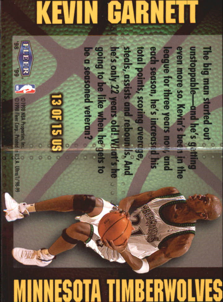 1998-99 Ultra Unstoppable #13 Kevin Garnett back image