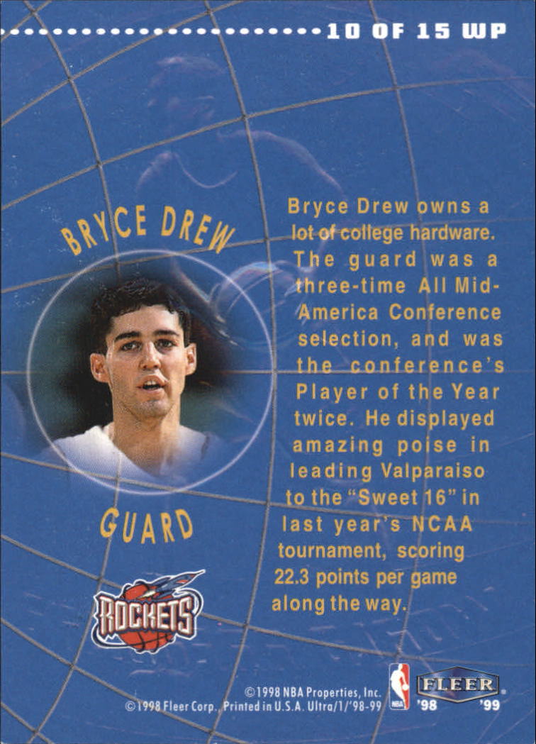 1998-99 Ultra World Premiere #10 Bryce Drew back image