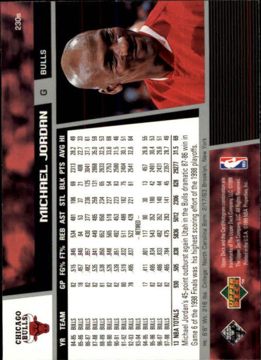 1998-99 Upper Deck #230S Michael Jordan back image