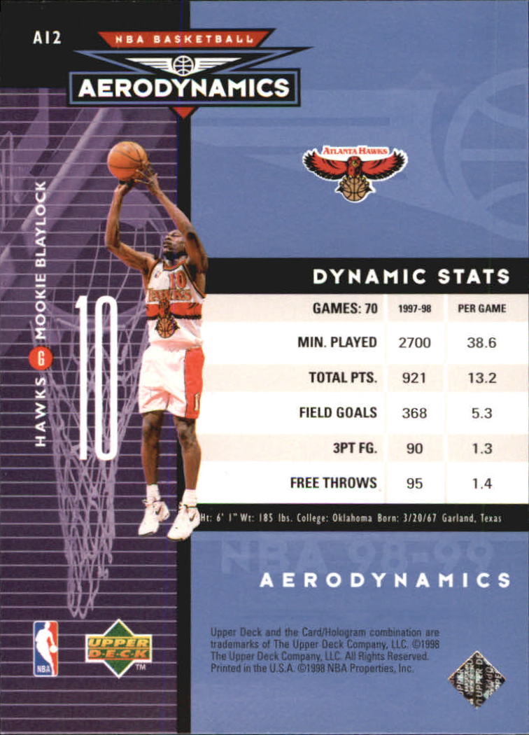 1998-99 Upper Deck AeroDynamics #A12 Mookie Blaylock back image