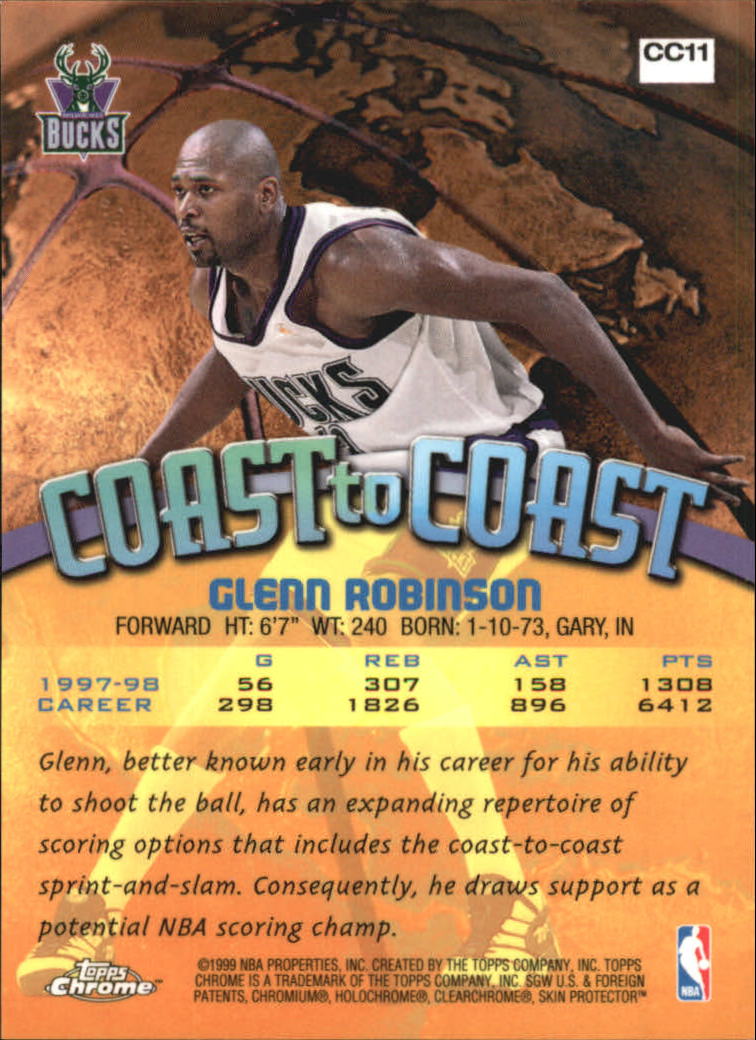 1998-99 Topps Chrome Coast to Coast #CC11 Glenn Robinson back image