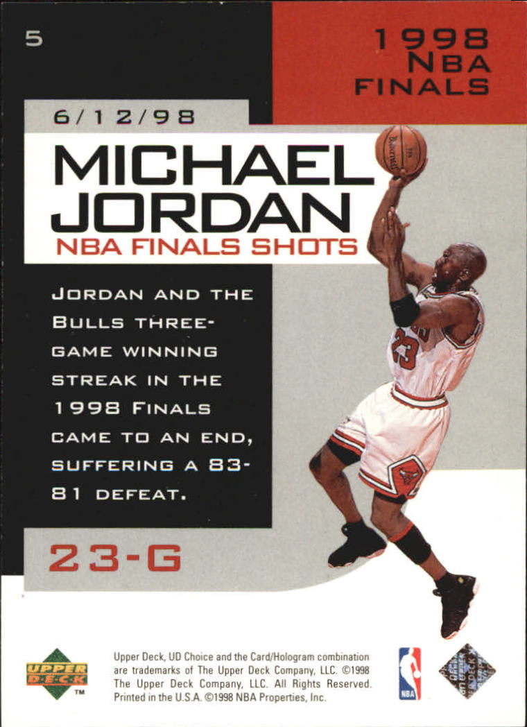 1998-99 UD Choice Preview Michael Jordan NBA Finals Shots #5 Michael Jordan back image