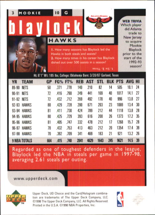1998-99 UD Choice Basketball (Pick Choose Complete) - Picture 7 of 373