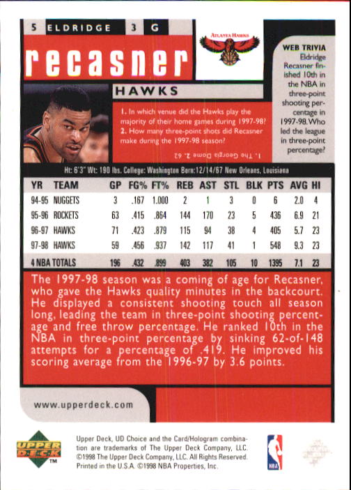 1998-99 UD Choice Basketball (Pick Choose Complete) - Picture 11 of 373