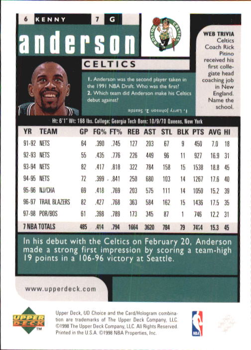 1998-99 UD Choice Basketball (Pick Choose Complete) - Picture 13 of 373