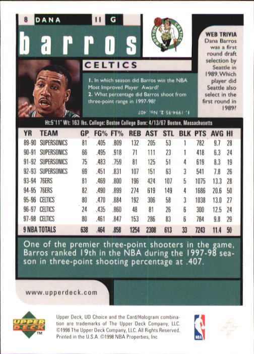 1998-99 UD Choice Basketball (Pick Choose Complete) - Picture 17 of 373