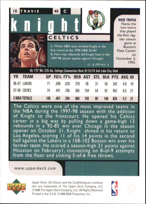 1998-99 UD Choice Basketball (Pick Choose Complete) - Picture 21 of 373