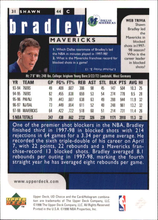 1998-99 UD Choice Basketball (Pick Choose Complete) - Picture 59 of 373