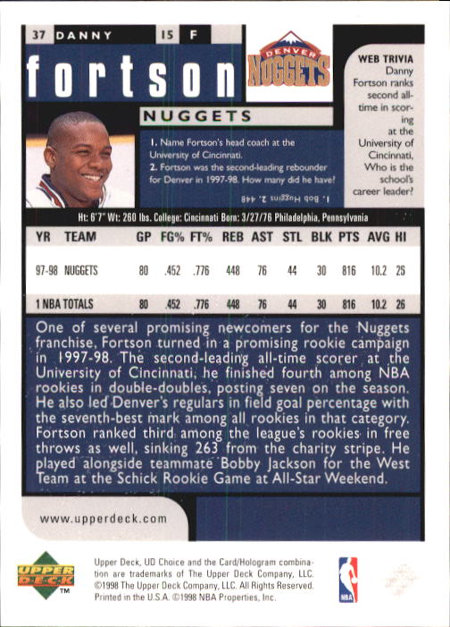 1998-99 UD Choice Basketball (Pick Choose Complete) - Picture 71 of 373