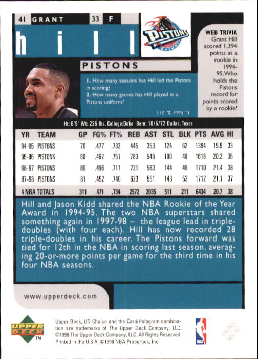 1998-99 UD Choice Basketball (Pick Choose Complete) - Picture 79 of 373