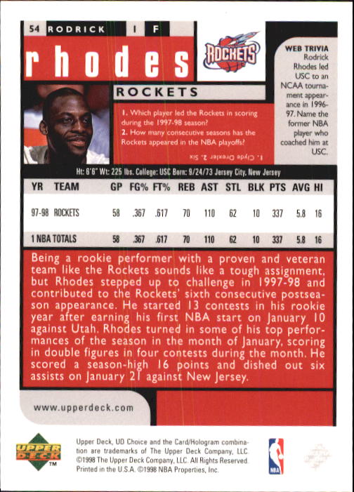 1998-99 UD Choice Basketball (Pick Choose Complete) - Picture 103 of 373