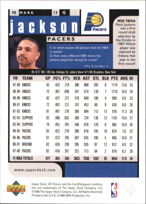 1998-99 UD Choice Basketball (Pick Choose Complete) - Picture 111 of 373