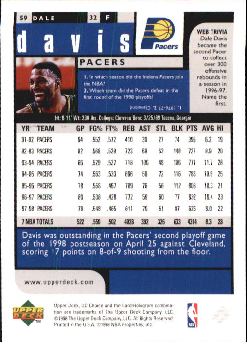 1998-99 UD Choice Basketball (Pick Choose Complete) - Picture 113 of 373