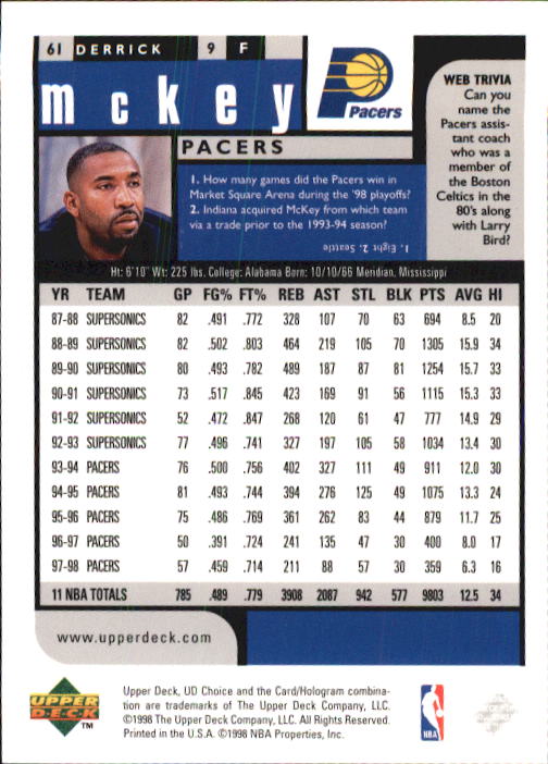 1998-99 UD Choice Basketball (Pick Choose Complete) - Picture 117 of 373