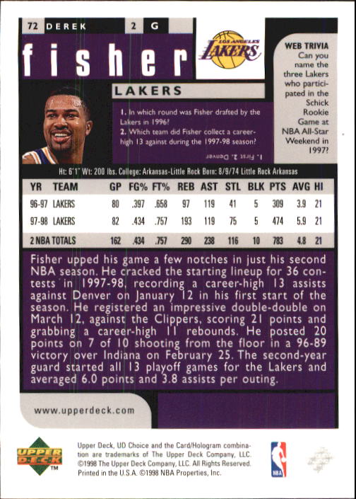 1998-99 UD Choice Basketball (Pick Choose Complete) - Picture 139 of 373