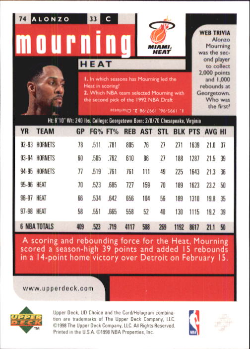 1998-99 UD Choice Basketball (Pick Choose Complete) - Picture 143 of 373
