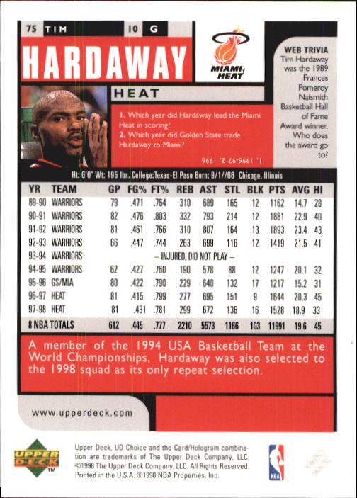 1998-99 UD Choice Basketball (Pick Choose Complete) - Picture 145 of 373