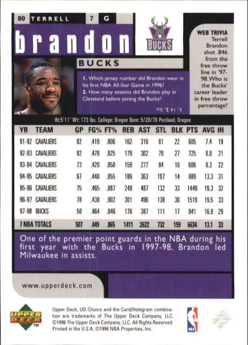 1998-99 UD Choice Basketball (Pick Choose Complete) - Picture 155 of 373