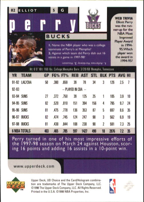 1998-99 UD Choice Basketball (Pick Choose Complete) - Picture 159 of 373