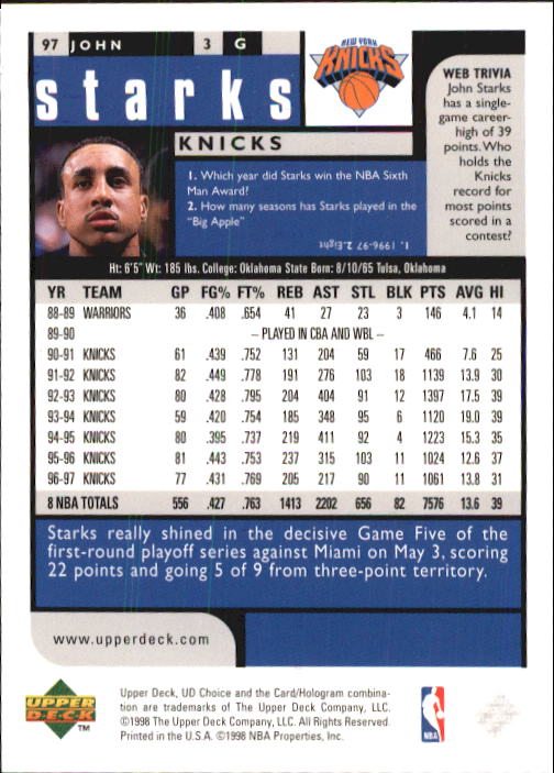 1998-99 UD Choice Basketball (Pick Choose Complete) - Picture 187 of 373