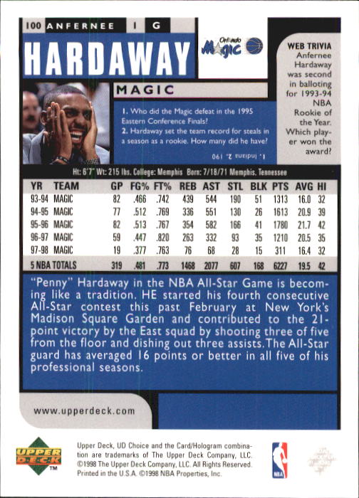 1998-99 UD Choice Basketball (Pick Choose Complete) - Picture 193 of 373